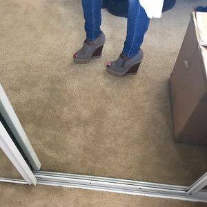 Christian Louboutin Denim Cork Wedges